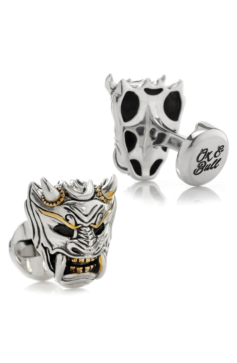 Cufflinks, Inc. Samurai Mask Cuff Links, Main, color, Silver