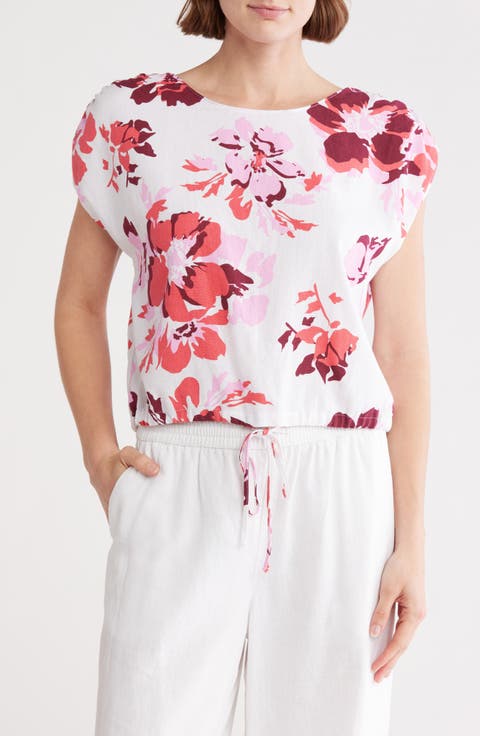 Floral Drawstring Hem Top