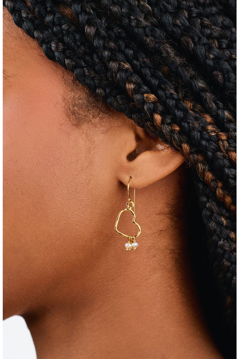 Esther Pearl Heart Drop Earrings, Alternate, color, GOLD