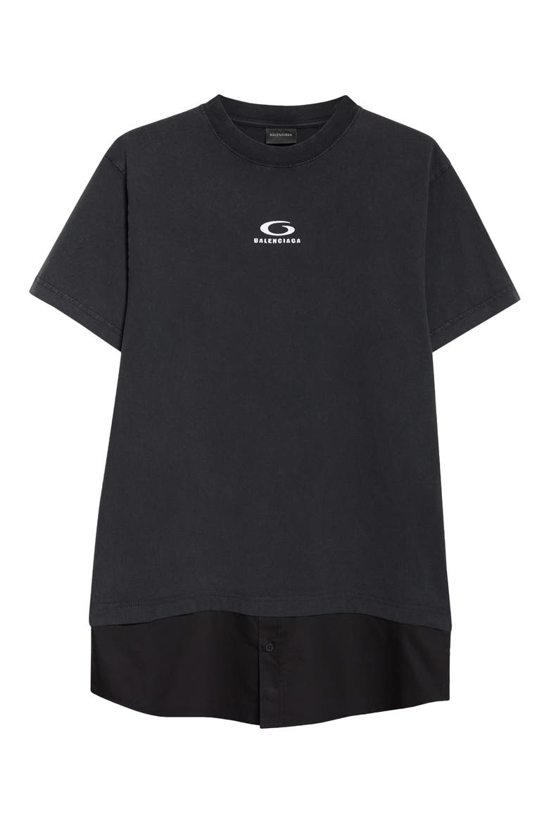 Hybrid Loop Sports Icon Logo Dry Jersey & Poplin T-Shirt Dress, Alternate, color, FADED WASHED BLACK