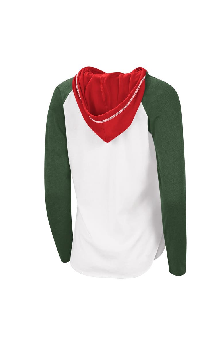 STARTER Women's G-III Sports by Carl Banks White/Heather Green Minnesota Wild MVP Raglan Lightweight Hooded T-Shirt, Alternate, color, White