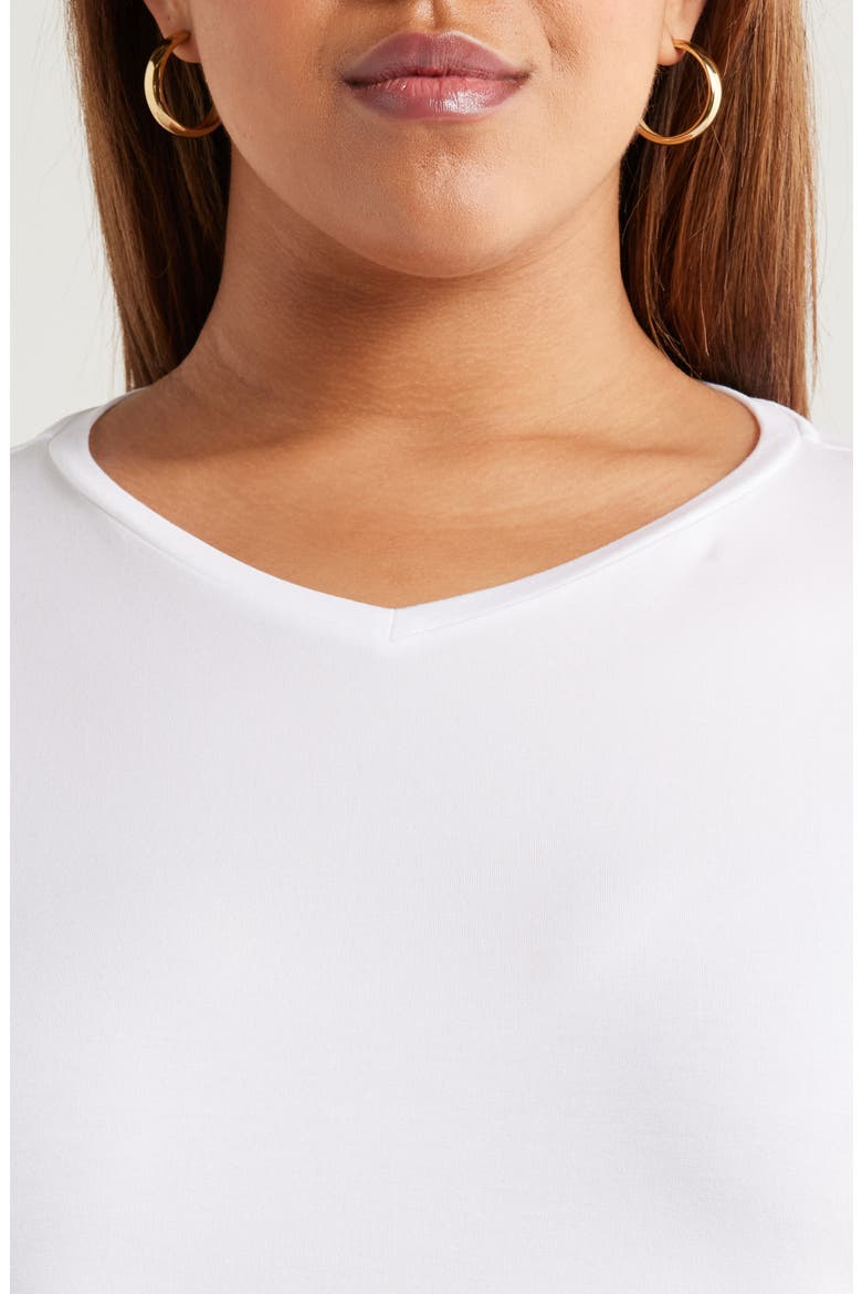 Boxy Long Sleeve V-Neck Top, Alternate, color, WHITE