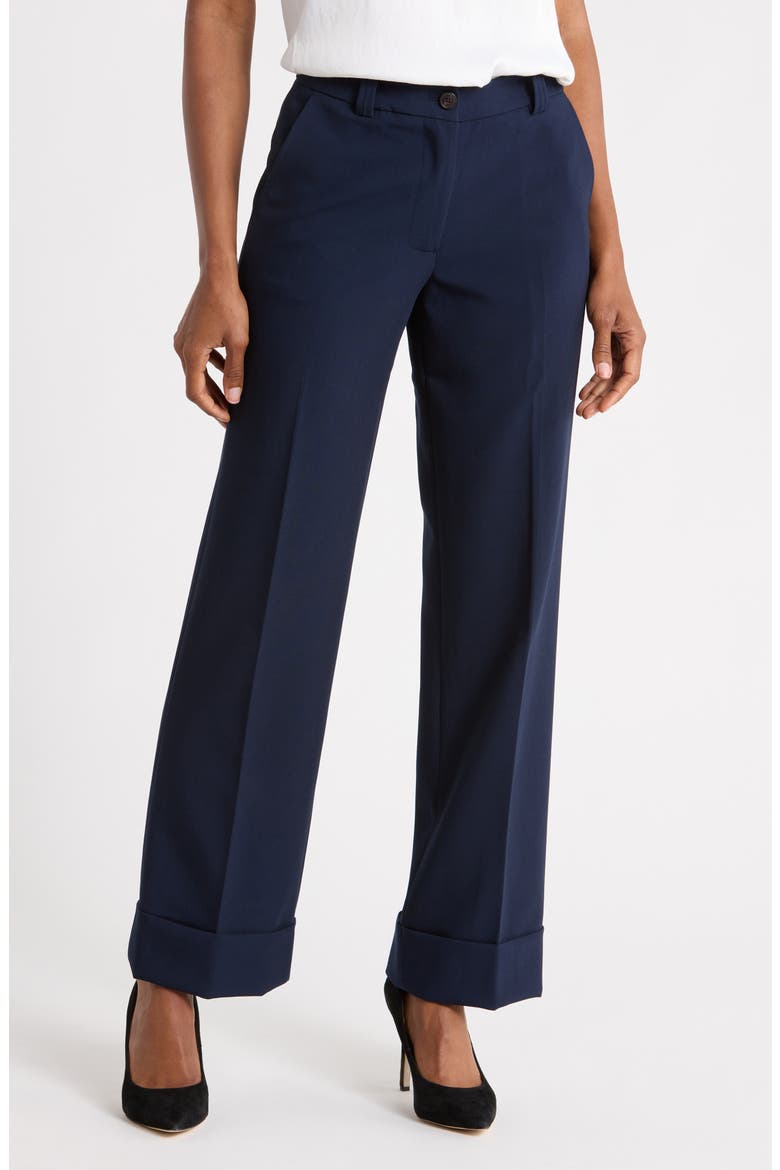 Cuffed Wide Leg Pants, Main, color, NAVY