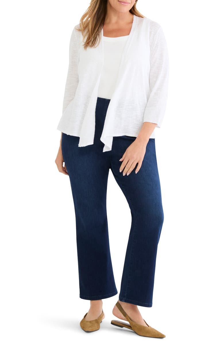 NIC+ZOE Slub Knit Linen Blend 4-Way Cardigan, Alternate, color, Paper White