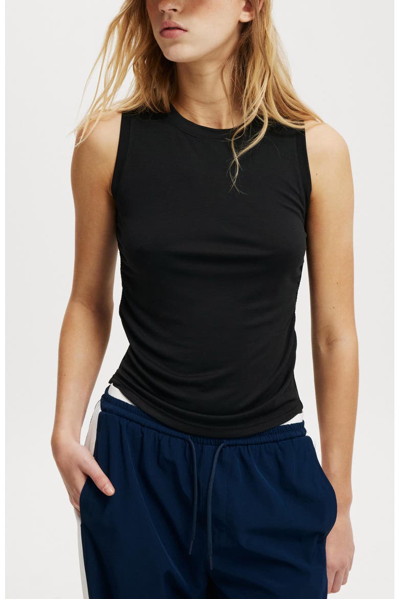Women's Active Soft Ruched Side Tank, Main, color, Black