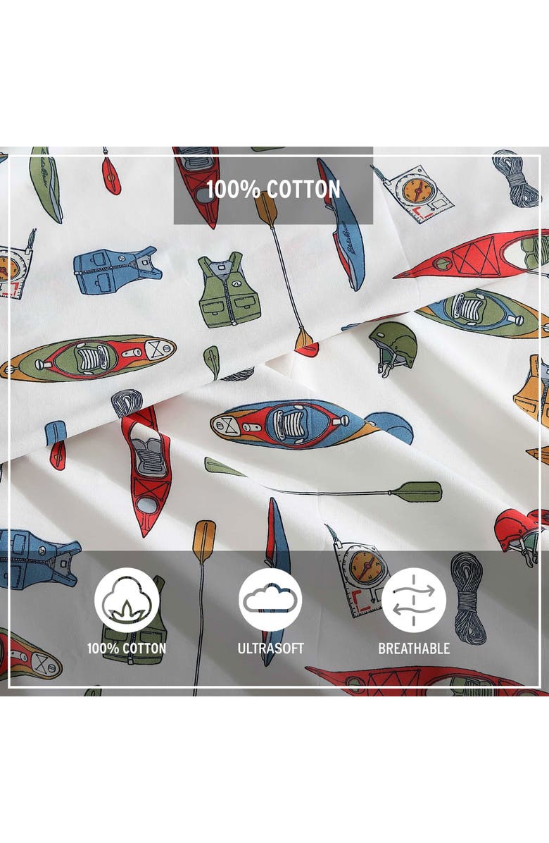 Eddie Bauer Kayak Adventure Cotton Sheet Set, Alternate, color, White/ Red/ Blue