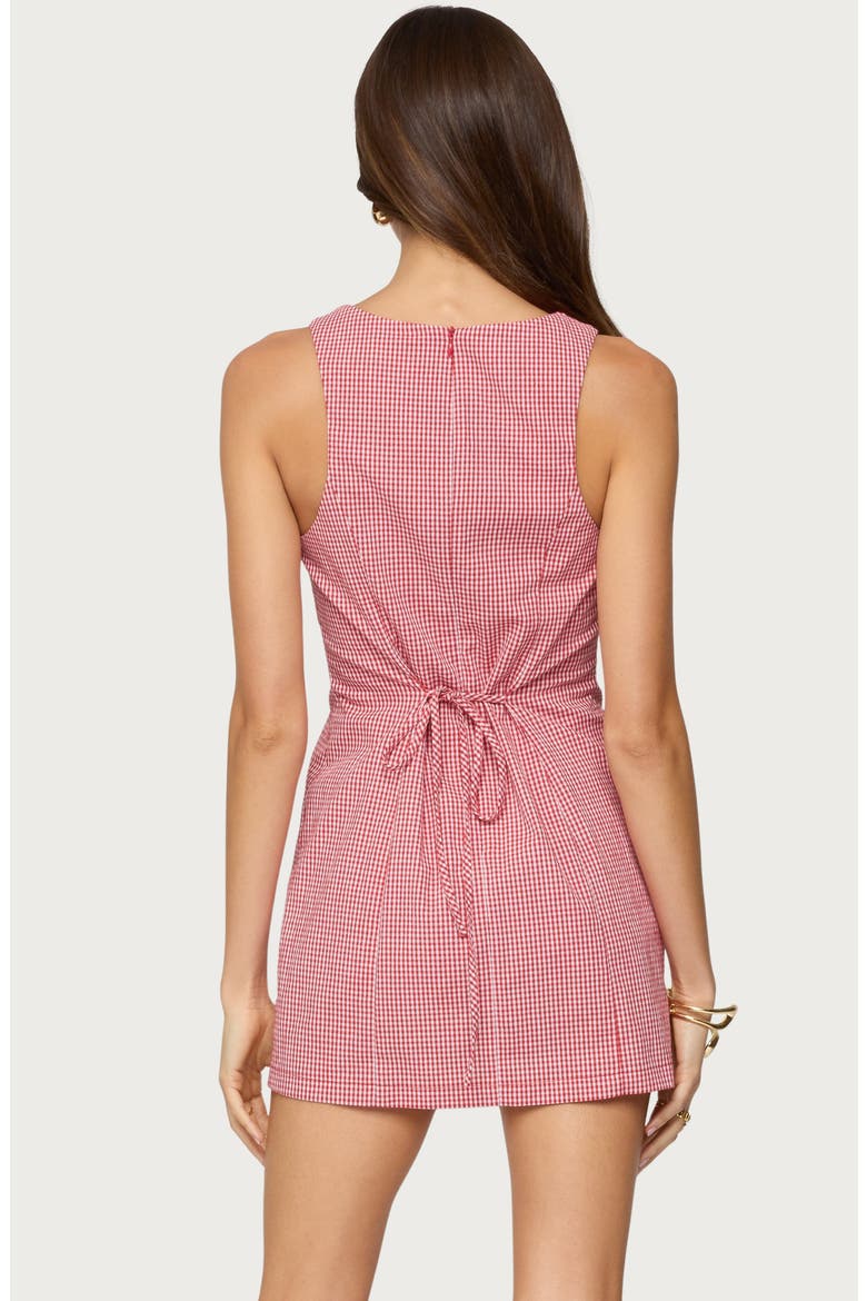 Macee Gingham Sleeveless Romper, Alternate, color, RED
