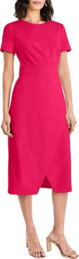 Maggy London Short Sleeve Tulip Hem Midi Dress