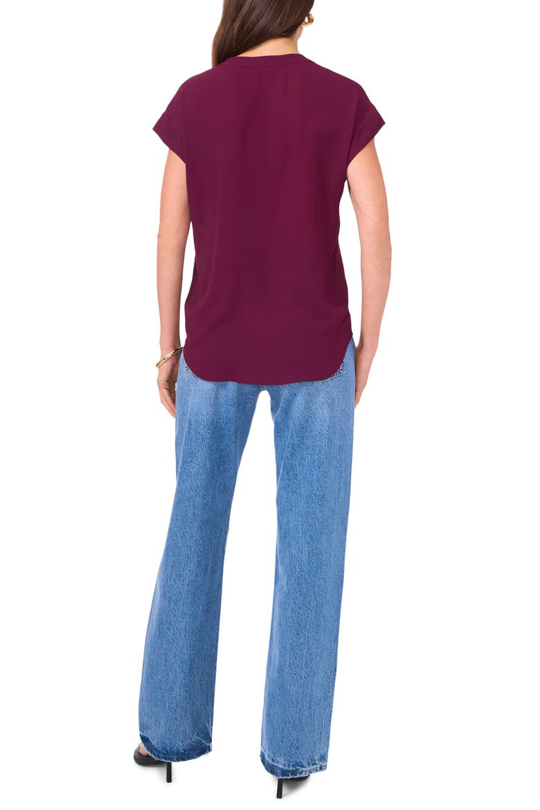 Split Neck Georgette Top, Alternate, color, MULBERRY