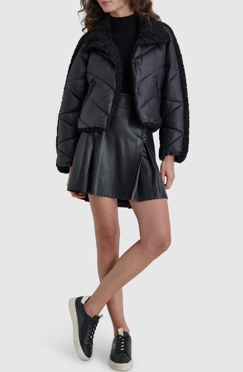 DKNY Faux Shearling Lined Quilted Jacket, Alternate, color, Black