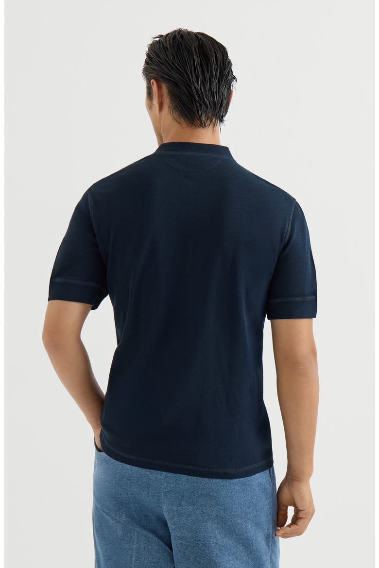 Cotton waffle jersey T-shirt with Henley collar, Alternate, color, Cobalt