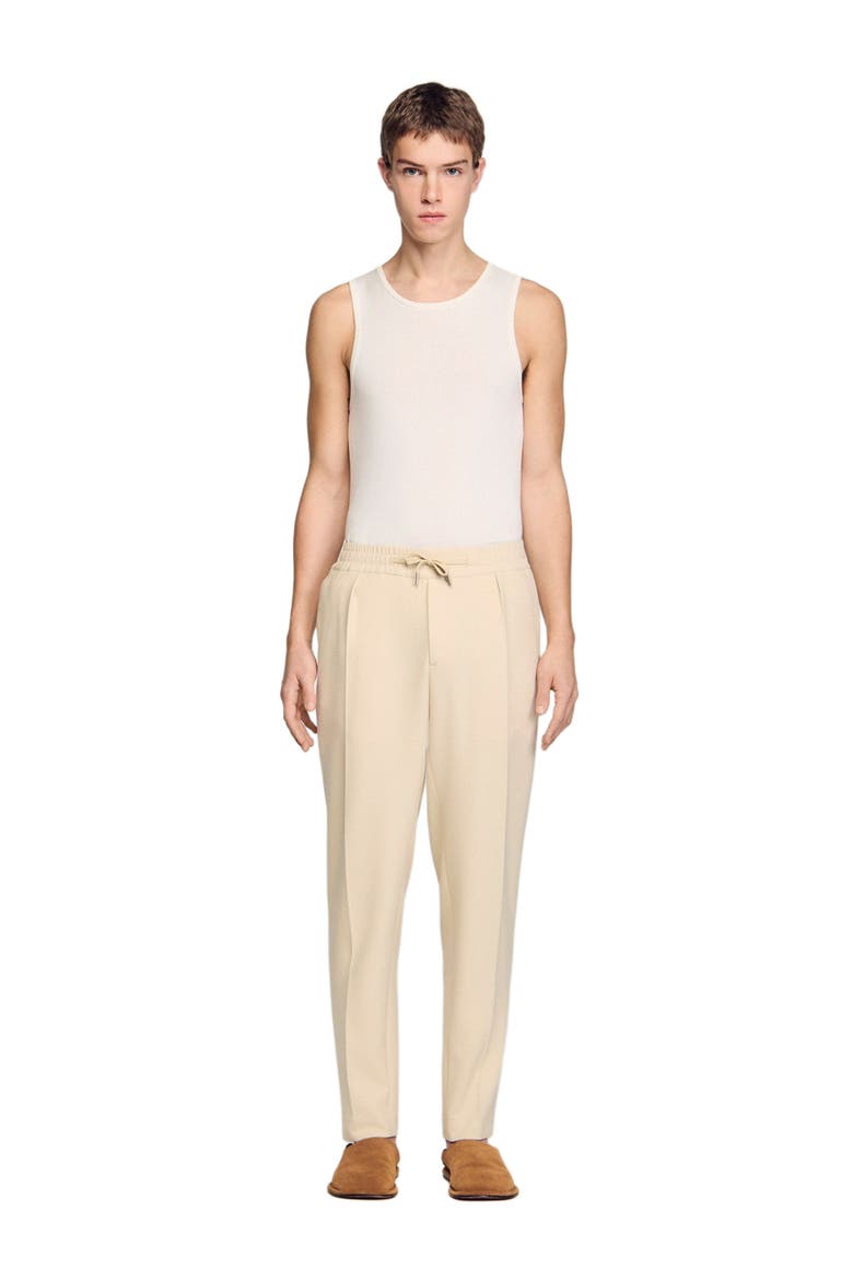 Elasticated straight-leg trousers, Alternate, color, Oats