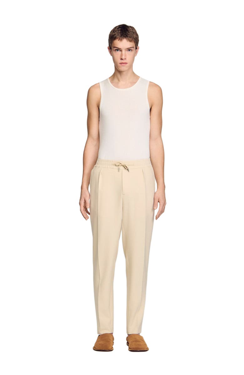 SANDRO Elasticated straight-leg trousers, Alternate, color, Oats