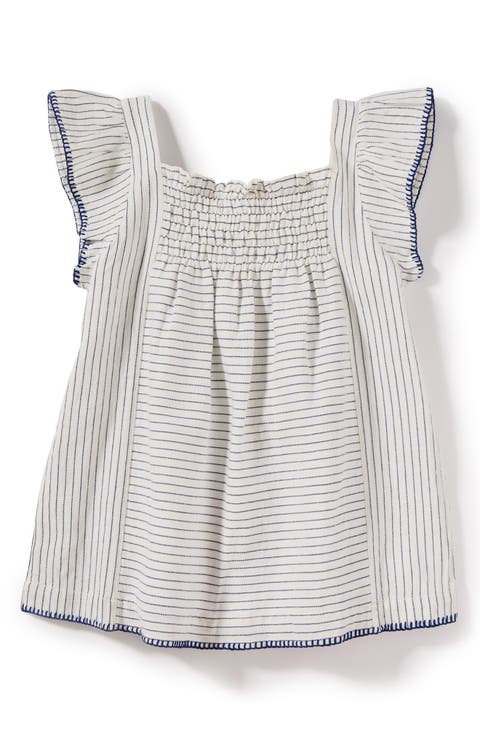 Peek Louise Stripe Flutter Sleeve Top (Toddler Girls, Little Girls & Big Girls)