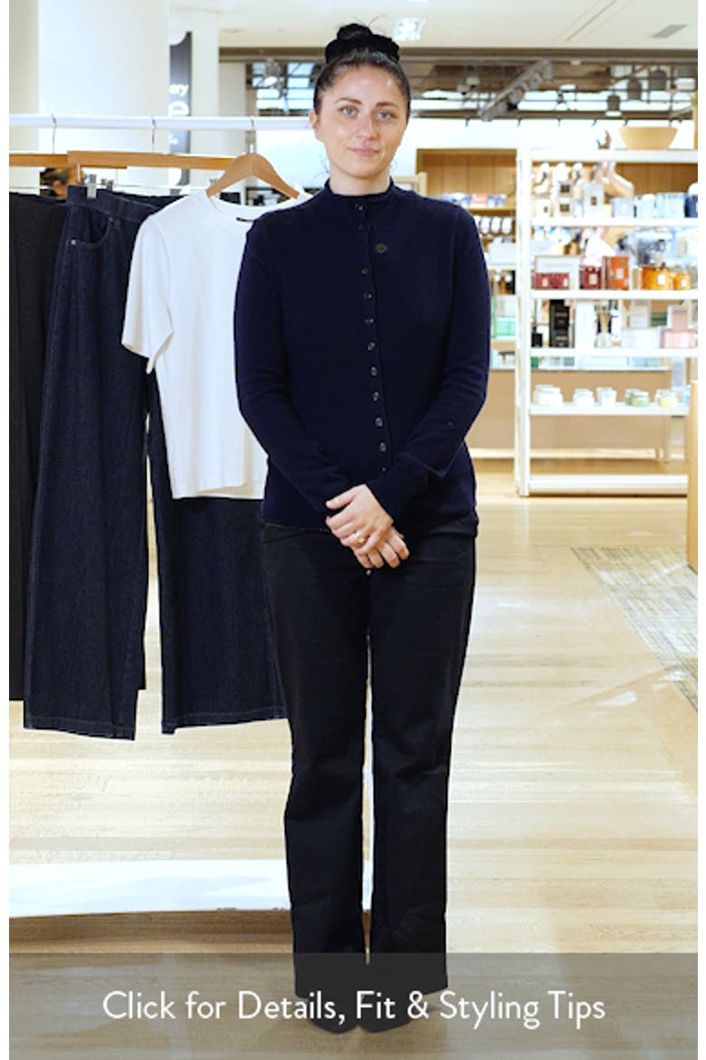 Merino Wool & Cashmere Mock Neck Button-Up Sweater video