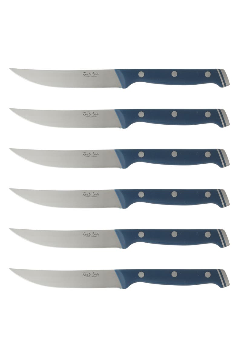 14-Piece German Steel Forged Knife Block Set with Beechwood Block, Alternate, color, Blue