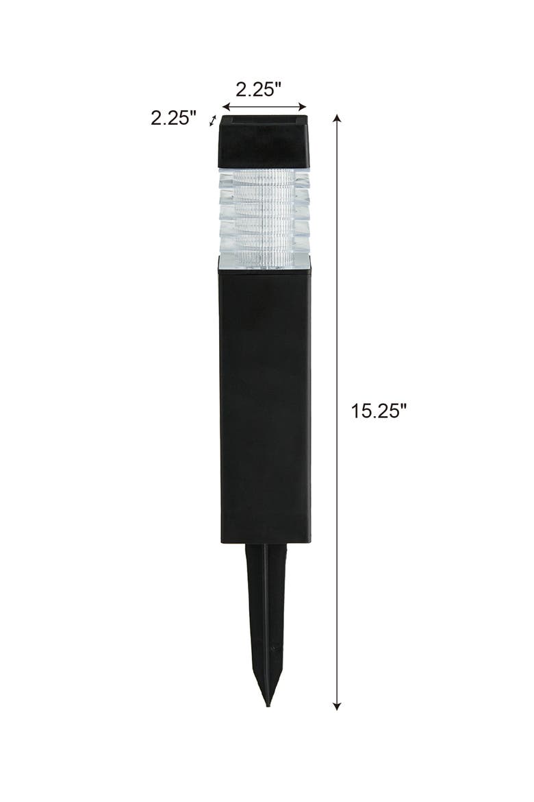 Set of 6 Solar Powered Transparent Texture Lens Pathway Stake Light, Alternate, color, Black