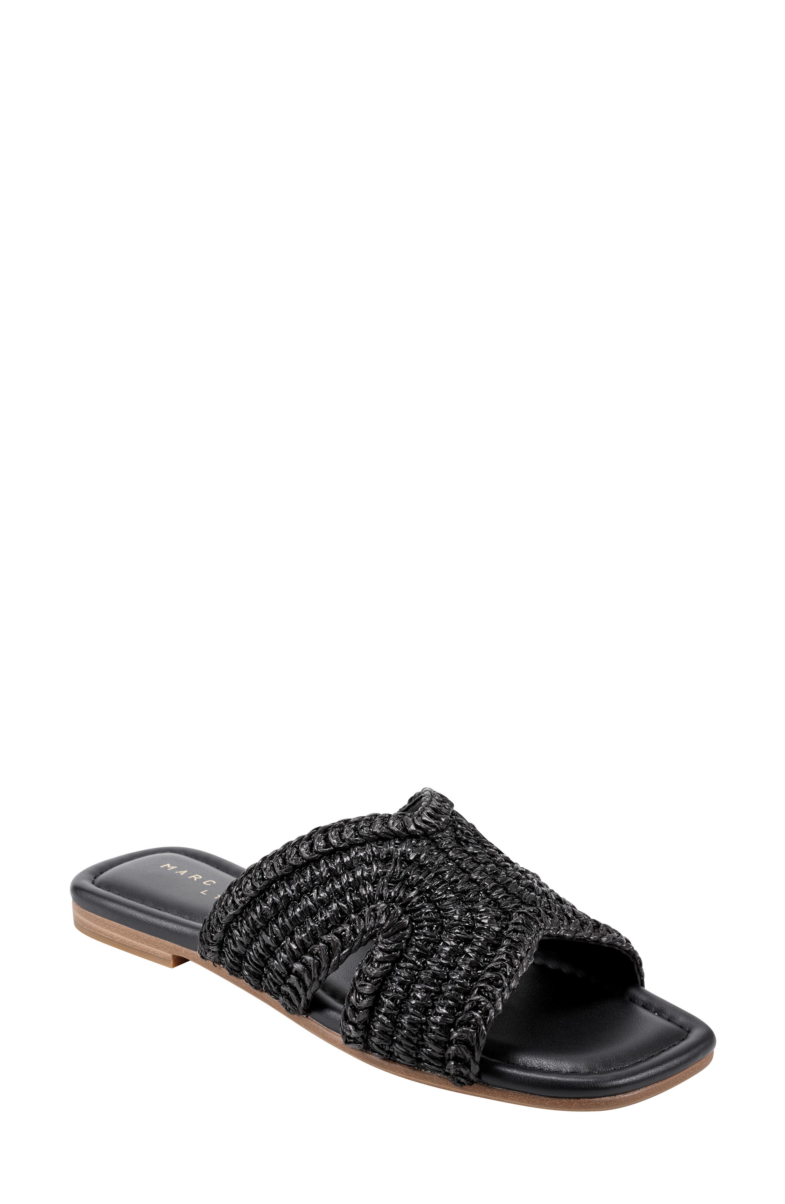 Marc Fisher LTD Narda Raffia Slide Sandal, Main, color, Black