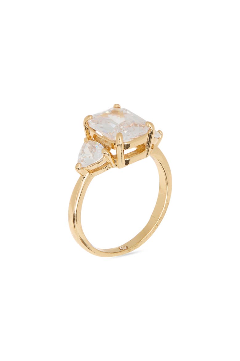 Cubic Zirconia Statement Ring, Main, color, CLEAR- GOLD