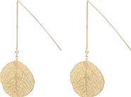 Bearfruit Jewelry Sienna Textured Leaf Disc Threader Earrings Sculptural Trendy