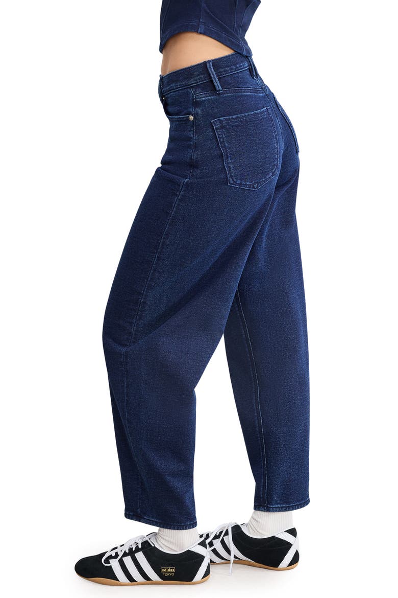 Jeanius Barrel Leg Faux Denim Terry Sweatpants, Alternate, color, INDIGO1029