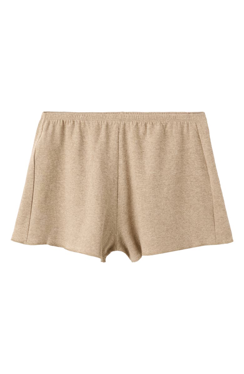 MANGO Cotton Blend Pajama Shorts, Main, color, Medium Brown
