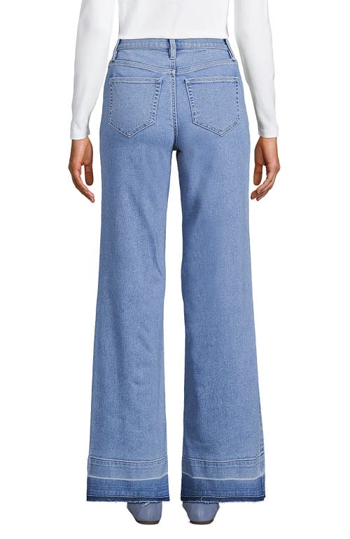 Lands' End Recover High Rise Wide Leg Blue Jeans In Hutton Blue Wash Released Hem