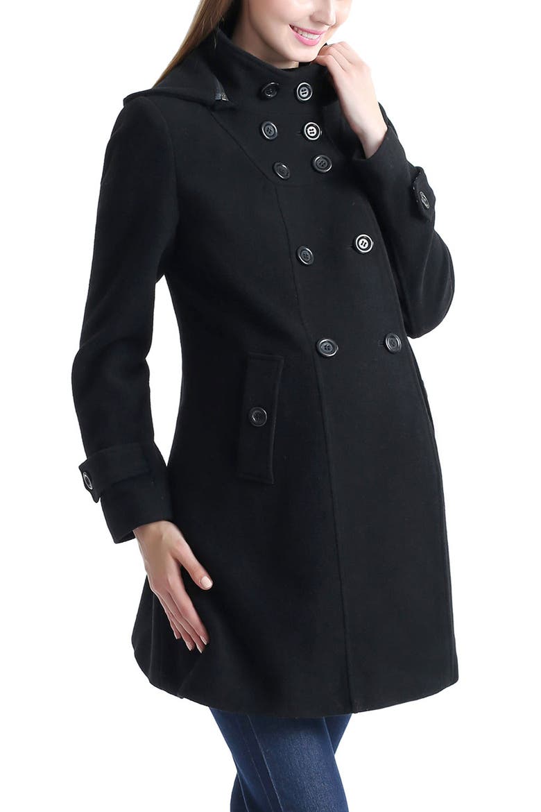 Penelope Maternity A-Line Wool Coat, Alternate, color, Black