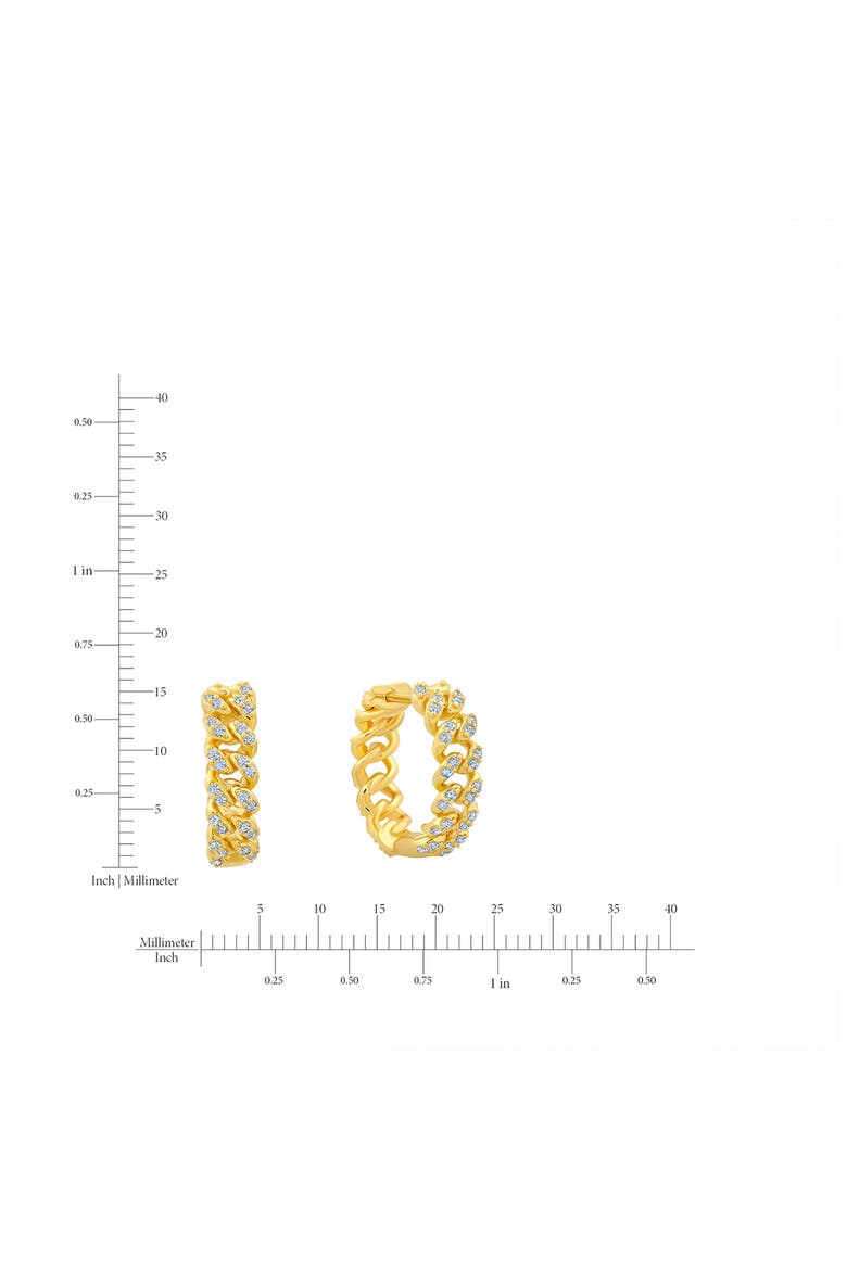 Cabana Cuban Link Hoop Earrings, Alternate, color, 18KYG/ CLEAR STONE