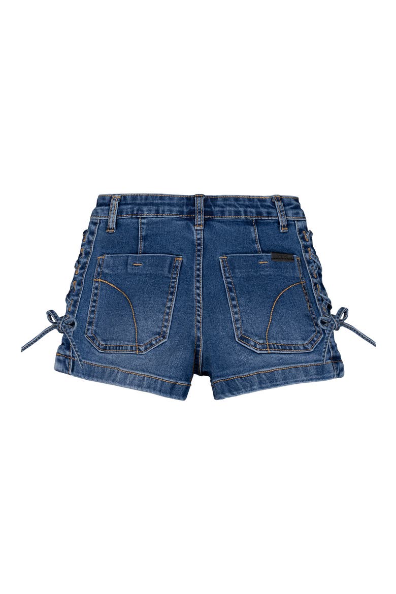 Kids' Emmy Lace-Up Denim Shorts, Alternate, color, MEDIUM WASH