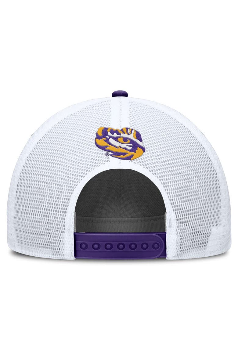Men's Nike Purple/White LSU Tigers 2025 On-Field Rise Patch Trucker Adjustable Hat, Alternate, color, Purple