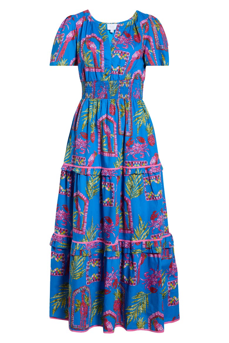 Bally Tropical Ernie Tiered Maxi Dress, Alternate, color, PINK-BLUE-GREEN
