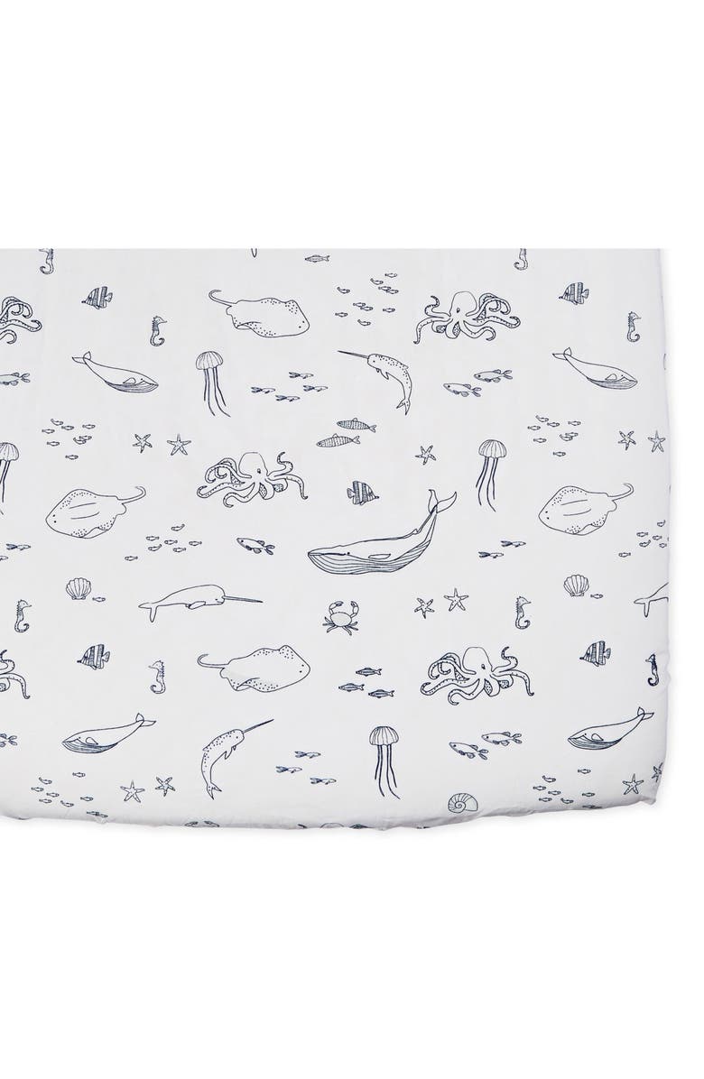 Pehr Organic Cotton Crib Sheet, Main, color, Life Aquatic