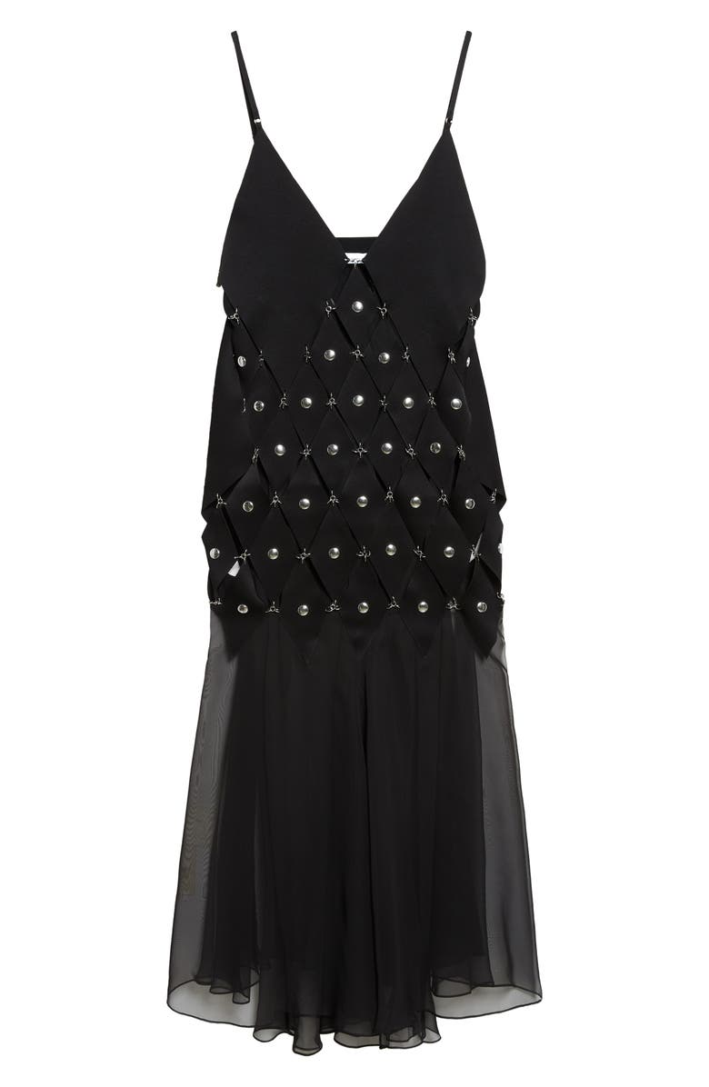Rabanne Mixed Media Dress, Alternate, color, Black