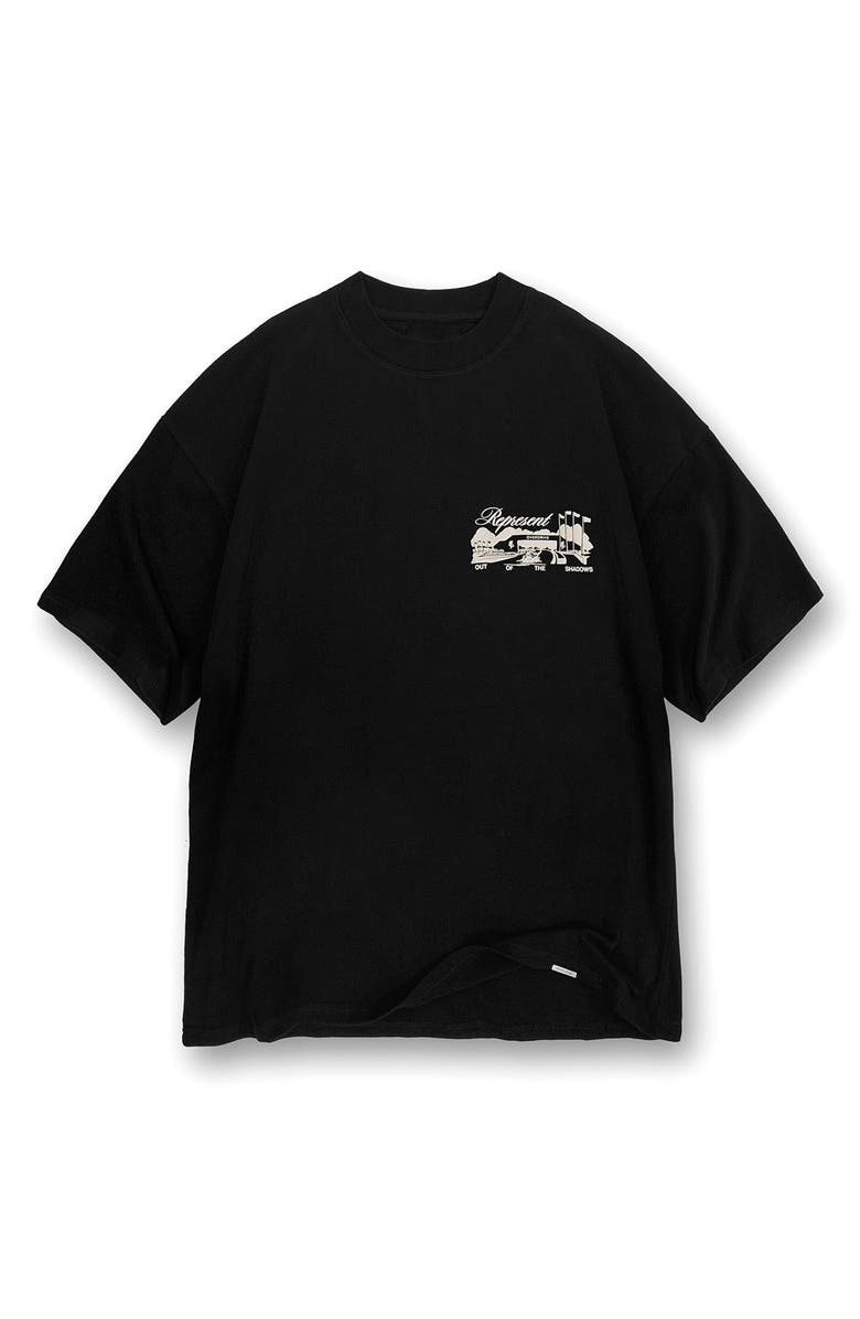 Represent Race Way Cotton Graphic T-Shirt, Alternate, color, Jet Black