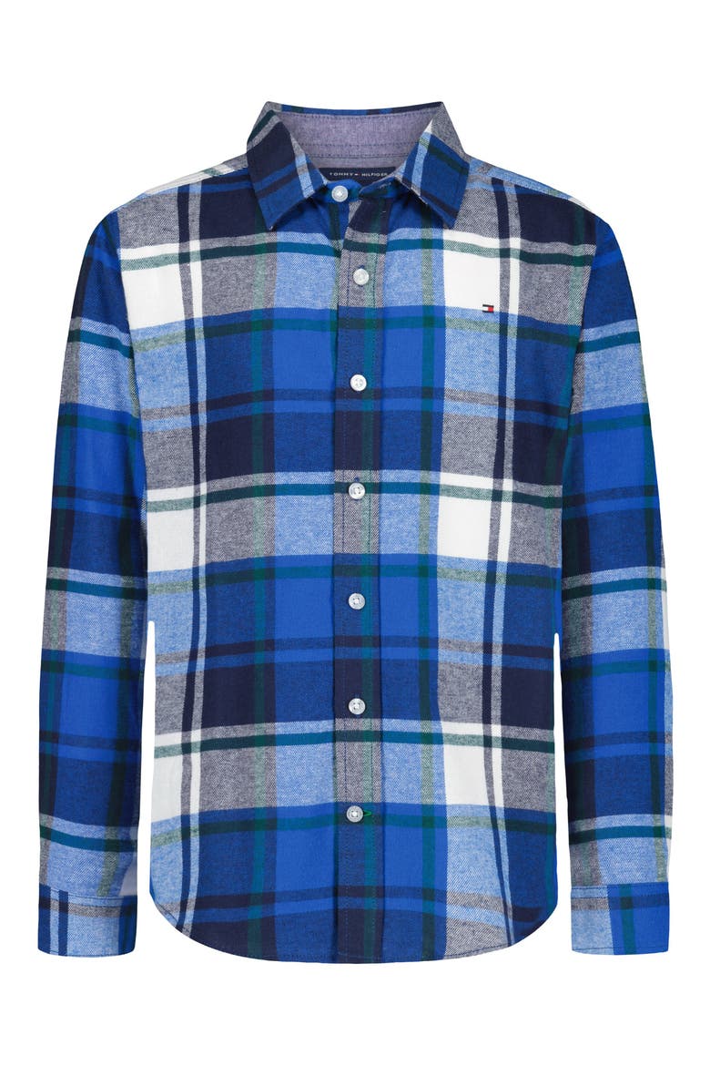 Kids' Long Sleeve Flannel Shirt, Main, color, BLUE IOLITE
