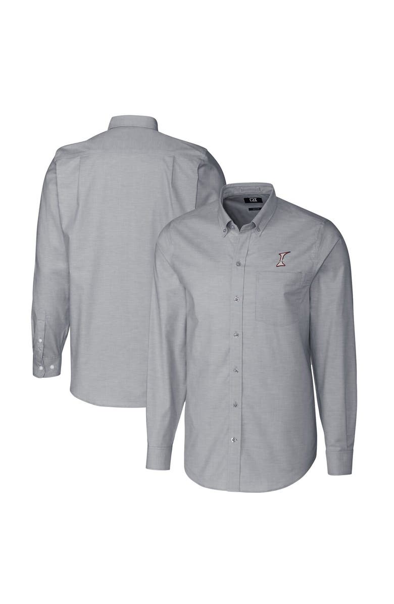 Cutter & Buck Men's Cutter & Buck Charcoal Albuquerque Isotopes Oxford Stretch Long Sleeve Button-Down Dress Shirt, Main, color,