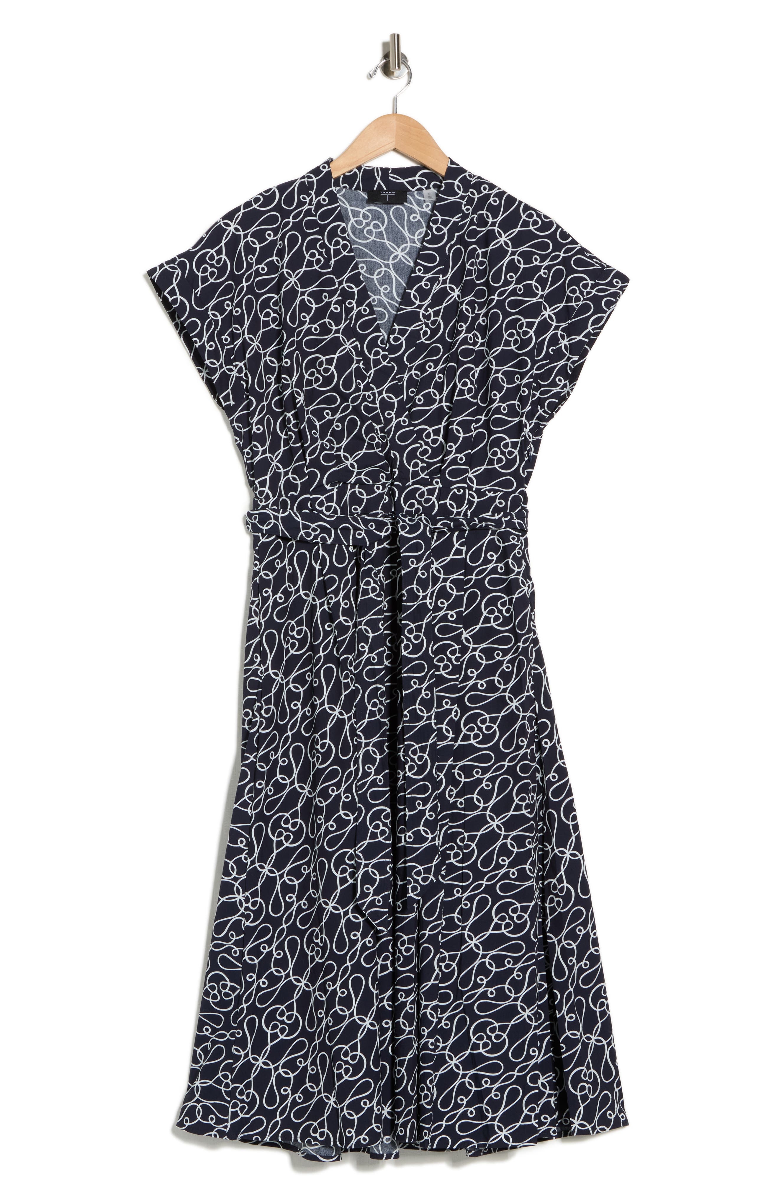 T Tahari Short Sleeve Fit & Flare Midi Dress