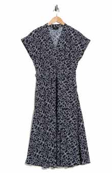 T Tahari Short Sleeve Fit & Flare Midi Dress