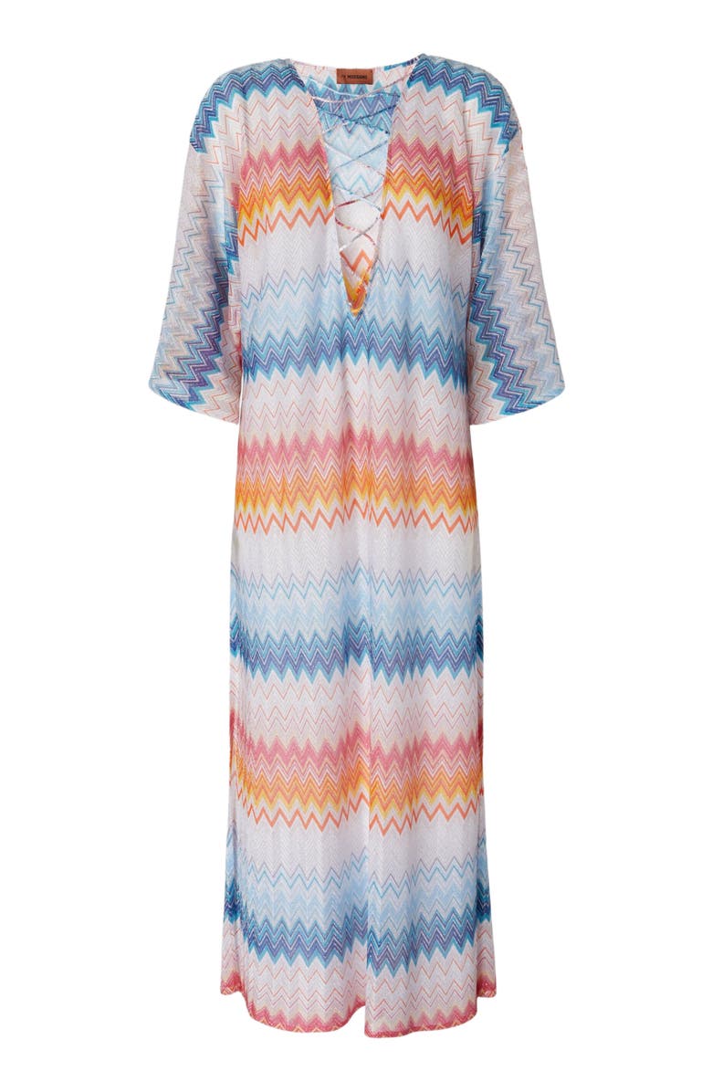 Missoni Long Cover-up In Zigzag Lamé Viscose Blend, Alternate, color, Multicoloured