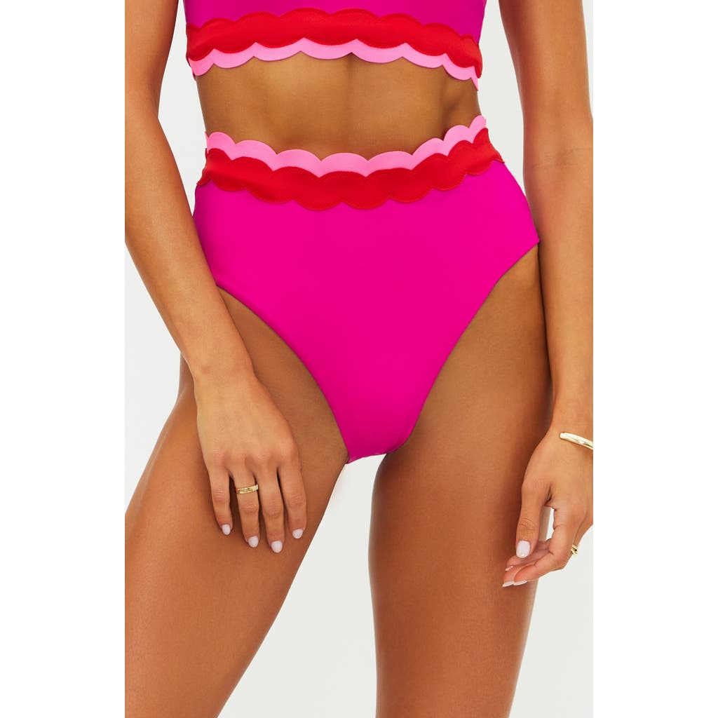 Beach Riot Harriet High Waist Bikini Bottoms In Pink
