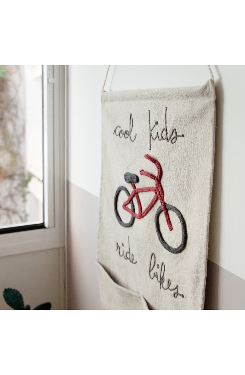 Lorena Canals Wall pocket hanger Cool Kids Ride Bikes, Alternate, color, Natural, Dark Grey, Dark Red