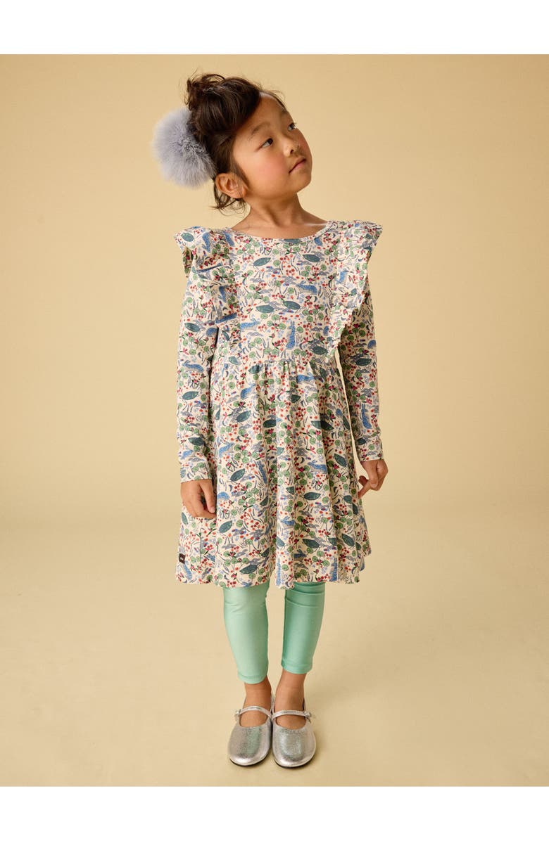 Tea Collection Ruffle Shoulder Ballet Dress, Alternate, color, Rabbit & Turtle Folktale