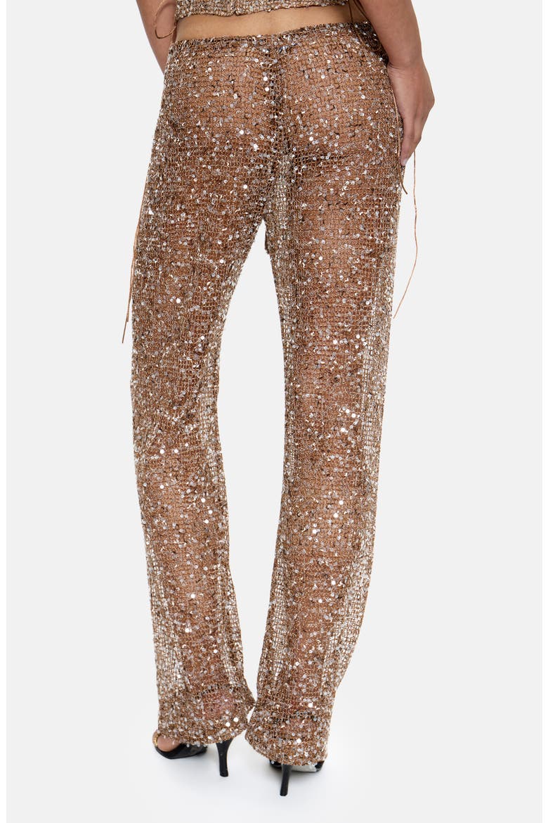Deva Sequin Knit Trousers, Alternate, color, GOLD
