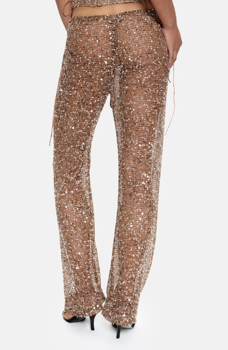 JADED LONDON Sequin Mesh Drawcord Pants, Alternate, color, Gold