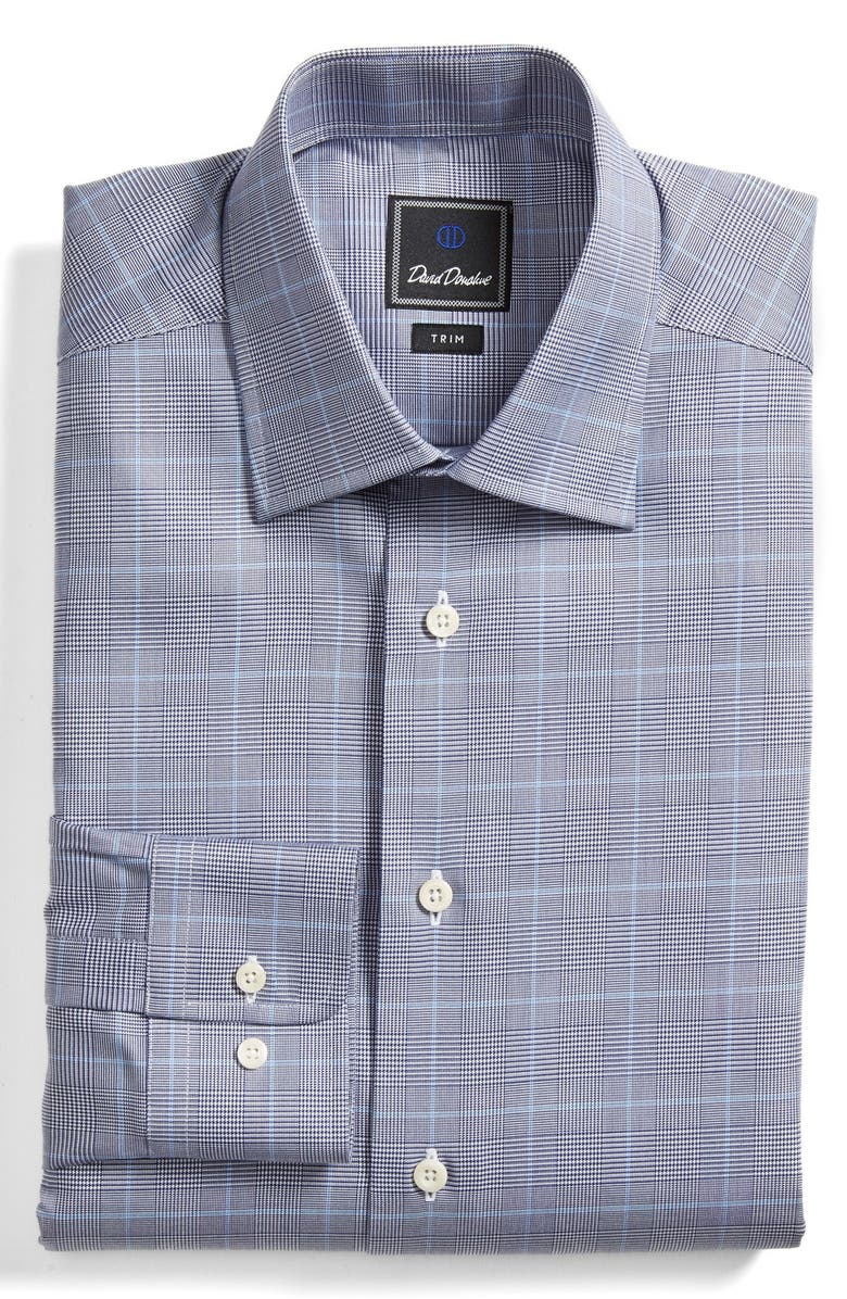 David Donahue Trim Fit Plaid Dress Shirt, Main, color, 