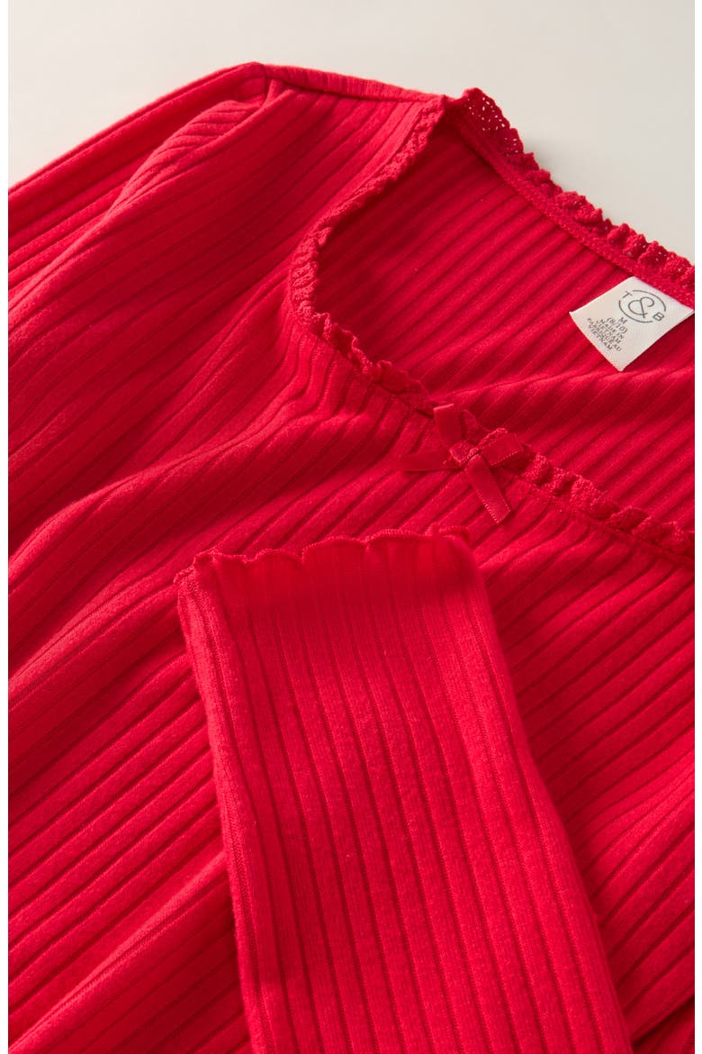 Kids' Ribbed Long Sleeve Tee, Alternate, color, RED FESTIVE