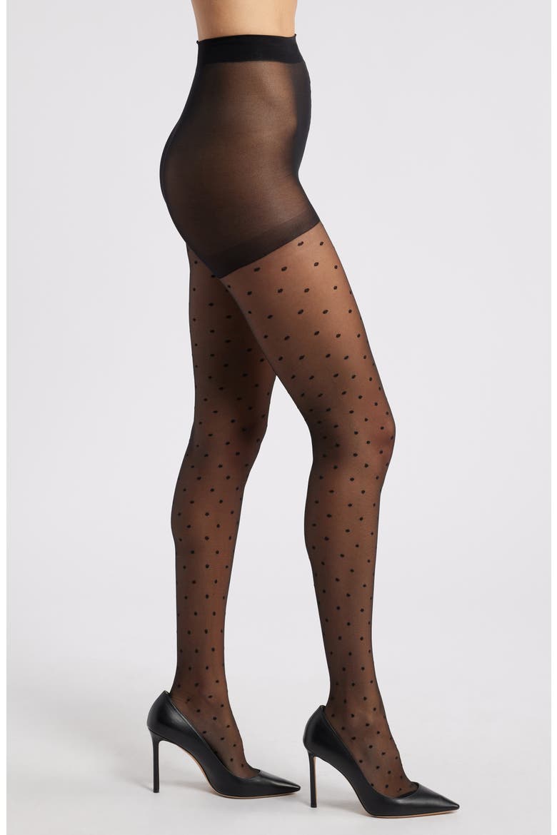 Polka Dots Tights, Main, color, BLACK