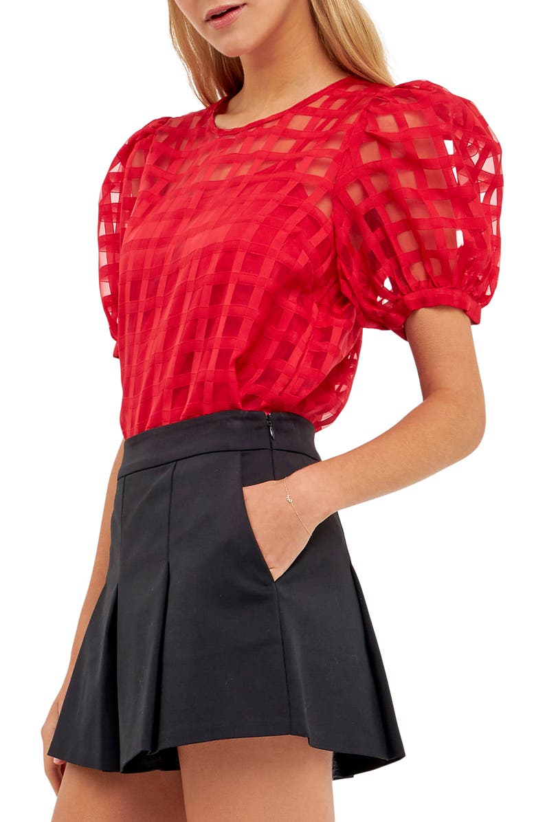 English Factory Windowpane Sheer Top, Alternate, color, Red