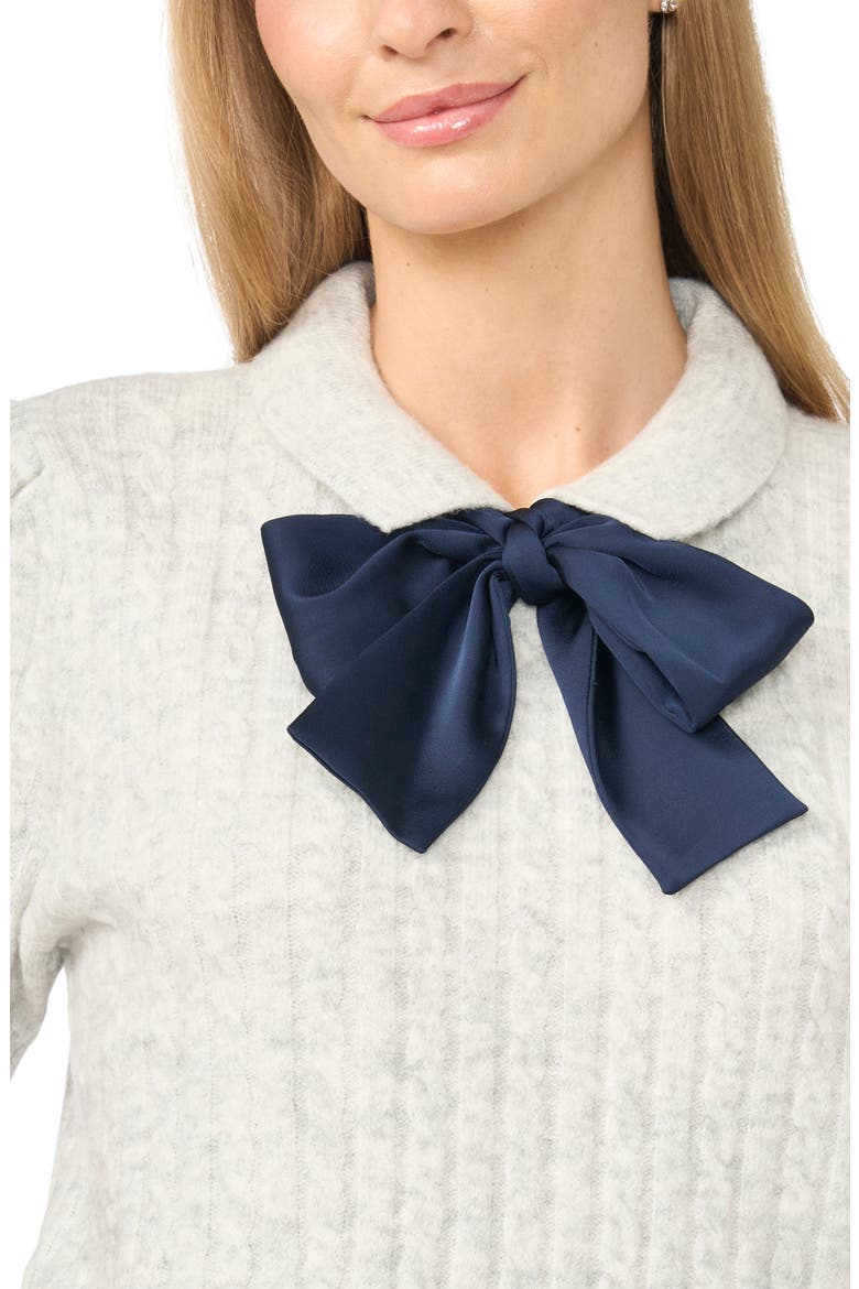 Tie Neck Cable Stitch Sweater, Alternate, color, JAZZ CLUB